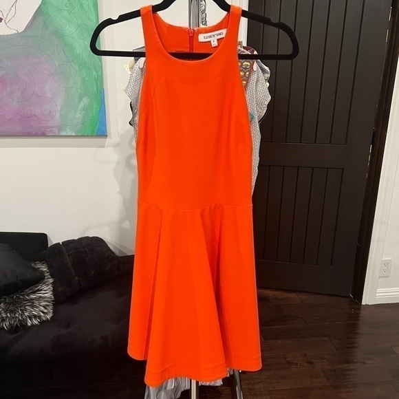 Elizabeth & JAMES RED/orange fit & flare skater dress size 4 - Picture 3 of 11